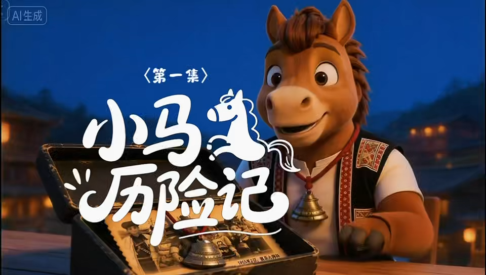 AI漫剧《小马历险记》第一集：爷爷留下半块铜鼓碎片后突然消失，一场寻找五块碎片的冒险正式开始……第一站，黔东南州凯里！#ai#贵州文旅#酸汤