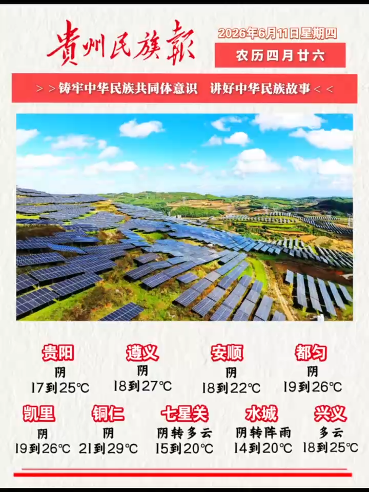 贵州民族报  早报早知道 |早上好，今天是6月11日，欢迎收看贵州民族报新闻速读～#贵州新闻#贵州天气